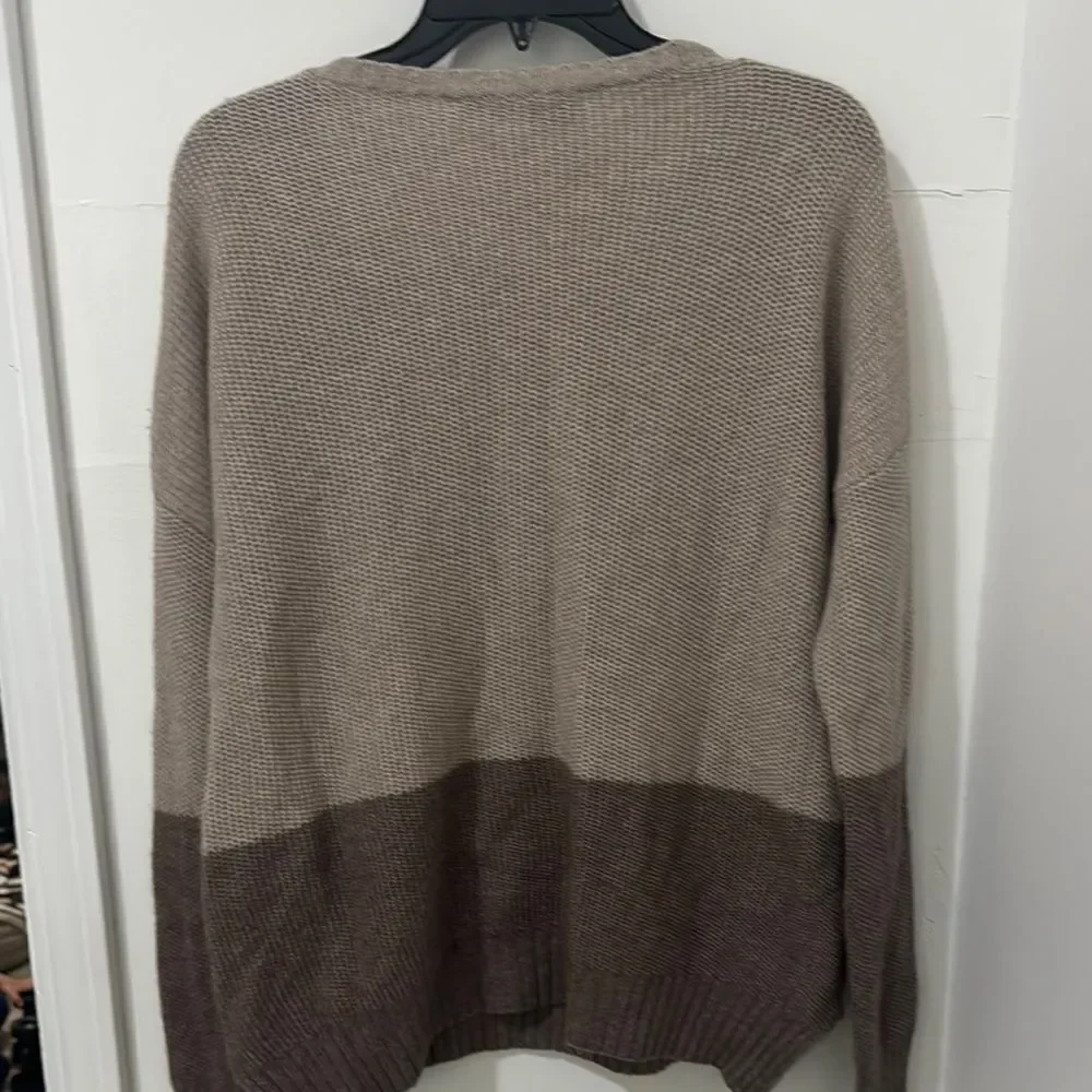 360 Sweater Wool and Cashmere Brown and Tan Crew Neck Sweater Size M